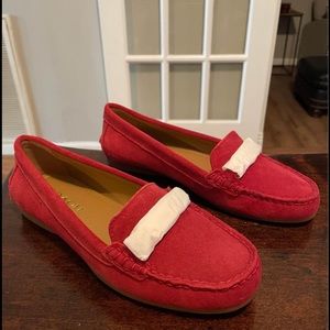 Red Suede Coach Loafers 6.5
